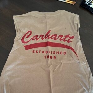Carhartt Brown Sleeveless Top with Red Logo
